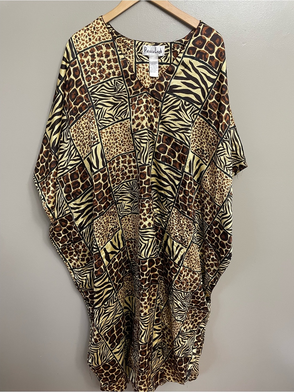 Vintage Patricia Leigh Kaftan Floral Maxi Cover Up animal print